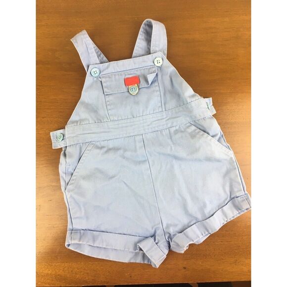 VTG 80s Babycrest Baby Blue Overall Shorts 18 Months Summer Unisex Cotton Easter - Picture 1 of 6